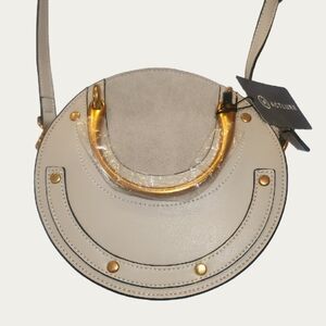 Cream and Gold Vegan Leather and Suede Crossbody Bag NWT